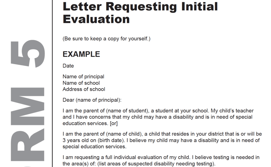 pecial-Education-Evaluation-Sample-Letter